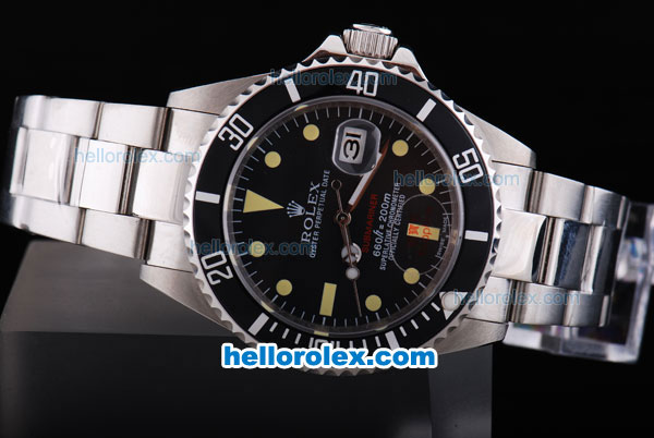 Rolex Submariner Oyster Perpetual Chronometer Automatic with Black Dial and Bezel ,Yellow Marking - Click Image to Close